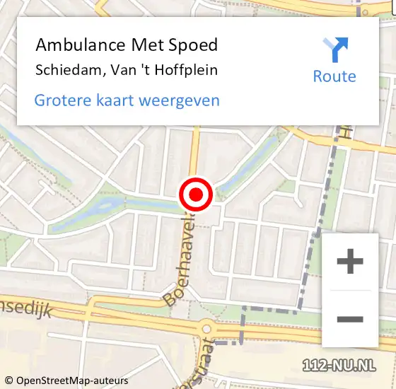 Locatie op kaart van de 112 melding: Ambulance Met Spoed Naar Schiedam, Van 't Hoffplein op 24 februari 2023 11:37