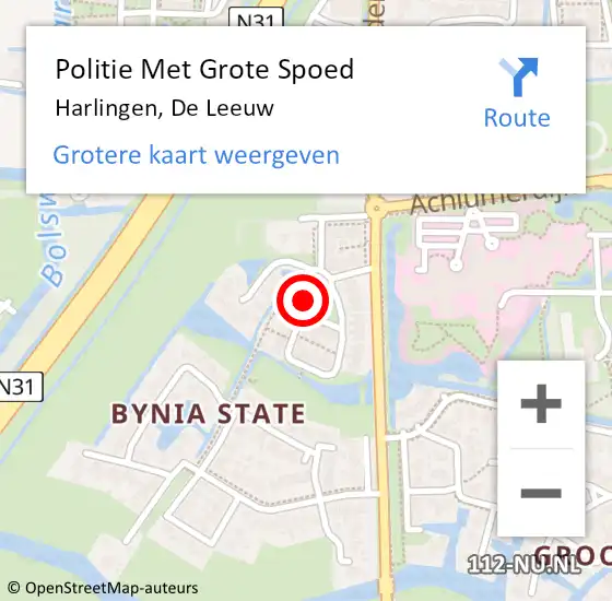 Locatie op kaart van de 112 melding: Politie Met Grote Spoed Naar Harlingen, De Leeuw op 24 februari 2023 11:47