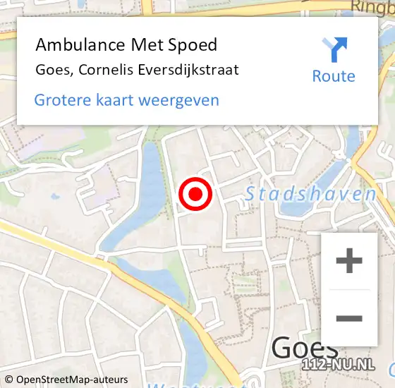 Locatie op kaart van de 112 melding: Ambulance Met Spoed Naar Goes, Cornelis Eversdijkstraat op 16 augustus 2014 19:09