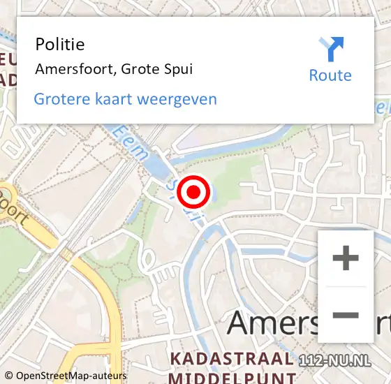 Locatie op kaart van de 112 melding: Politie Amersfoort, Grote Spui op 24 februari 2023 12:00