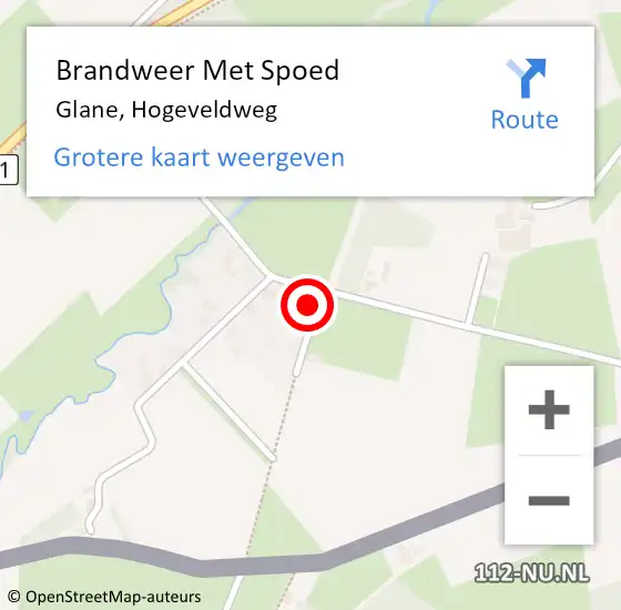 Locatie op kaart van de 112 melding: Brandweer Met Spoed Naar Glane, Hogeveldweg op 24 februari 2023 12:02