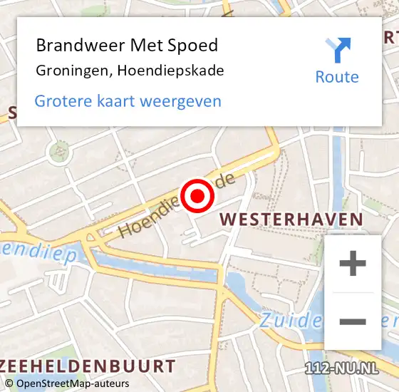 Locatie op kaart van de 112 melding: Brandweer Met Spoed Naar Groningen, Hoendiepskade op 24 februari 2023 12:18