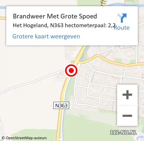 Locatie op kaart van de 112 melding: Brandweer Met Grote Spoed Naar Het Hogeland, N363 hectometerpaal: 2,2 op 24 februari 2023 12:35