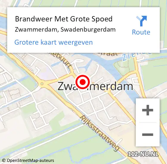 Locatie op kaart van de 112 melding: Brandweer Met Grote Spoed Naar Zwammerdam, Swadenburgerdam op 24 februari 2023 12:37