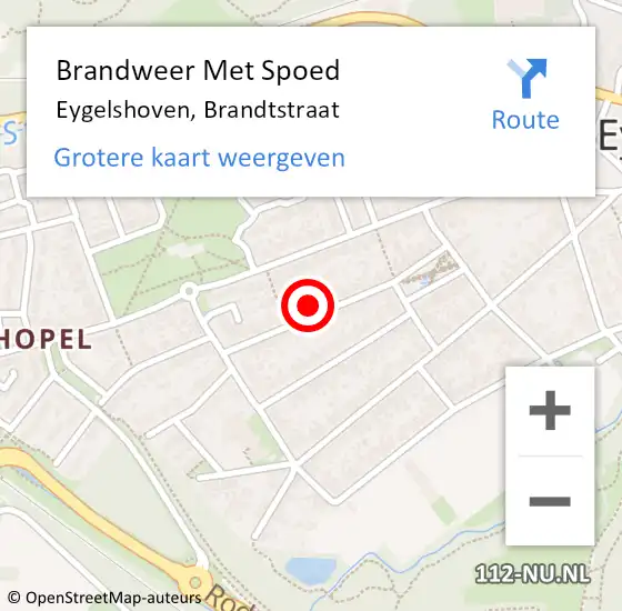 Locatie op kaart van de 112 melding: Brandweer Met Spoed Naar Eygelshoven, Brandtstraat op 24 februari 2023 13:04