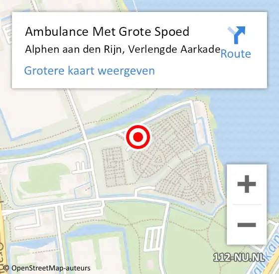 Locatie op kaart van de 112 melding: Ambulance Met Grote Spoed Naar Alphen aan den Rijn, Verlengde Aarkade op 24 februari 2023 13:15