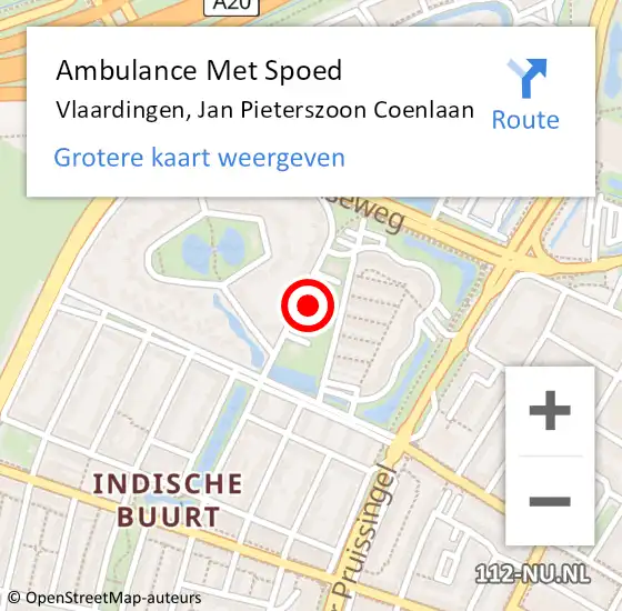 Locatie op kaart van de 112 melding: Ambulance Met Spoed Naar Vlaardingen, Jan Pieterszoon Coenlaan op 24 februari 2023 13:23