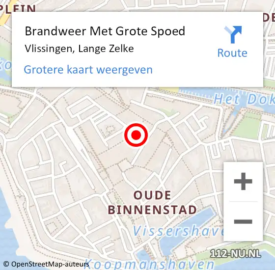 Locatie op kaart van de 112 melding: Brandweer Met Grote Spoed Naar Vlissingen, Lange Zelke op 24 februari 2023 13:49