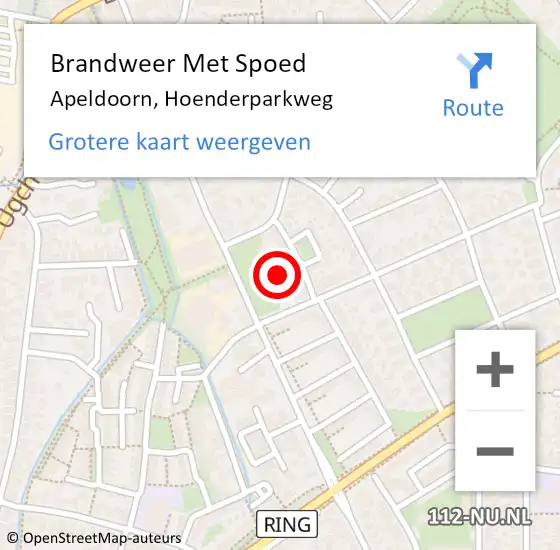 Locatie op kaart van de 112 melding: Brandweer Met Spoed Naar Apeldoorn, Hoenderparkweg op 24 februari 2023 14:11