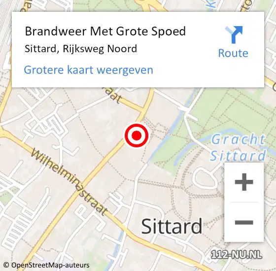 Locatie op kaart van de 112 melding: Brandweer Met Grote Spoed Naar Sittard, Rijksweg Noord op 24 februari 2023 14:22
