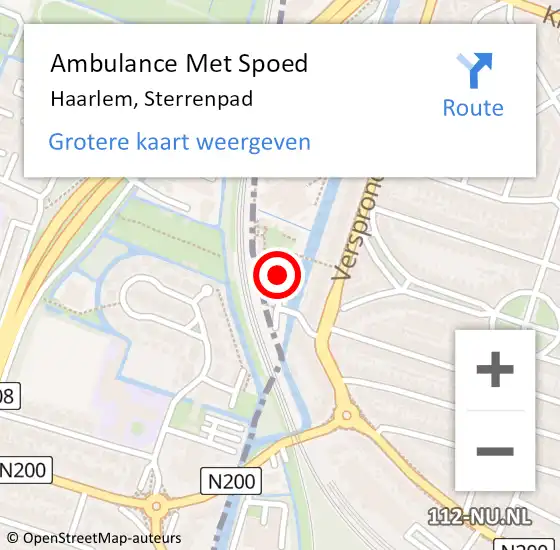 Locatie op kaart van de 112 melding: Ambulance Met Spoed Naar Haarlem, Sterrenpad op 24 februari 2023 14:25