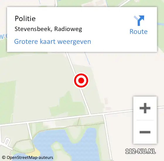 Locatie op kaart van de 112 melding: Politie Stevensbeek, Radioweg op 24 februari 2023 14:26