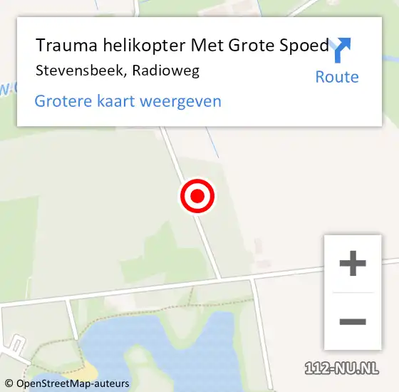 Locatie op kaart van de 112 melding: Trauma helikopter Met Grote Spoed Naar Stevensbeek, Radioweg op 24 februari 2023 14:29