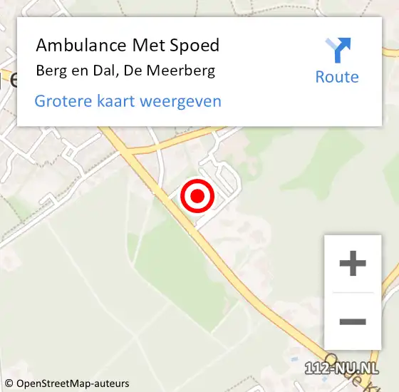 Locatie op kaart van de 112 melding: Ambulance Met Spoed Naar Berg en Dal, De Meerberg op 24 februari 2023 14:45