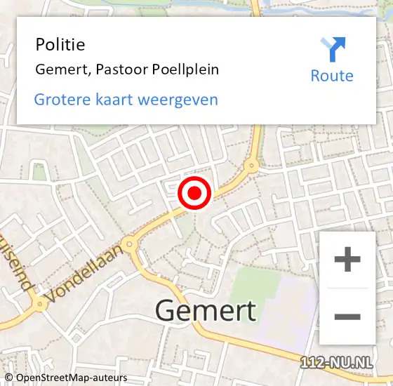 Locatie op kaart van de 112 melding: Politie Gemert, Pastoor Poellplein op 24 februari 2023 14:47