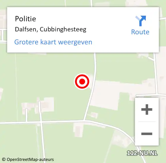 Locatie op kaart van de 112 melding: Politie Dalfsen, Cubbinghesteeg op 24 februari 2023 14:57