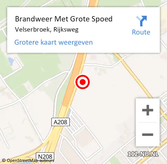 Locatie op kaart van de 112 melding: Brandweer Met Grote Spoed Naar Velserbroek, Rijksweg op 24 februari 2023 15:00