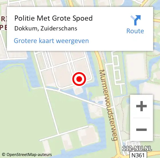 Locatie op kaart van de 112 melding: Politie Met Grote Spoed Naar Dokkum, Zuiderschans op 24 februari 2023 15:24