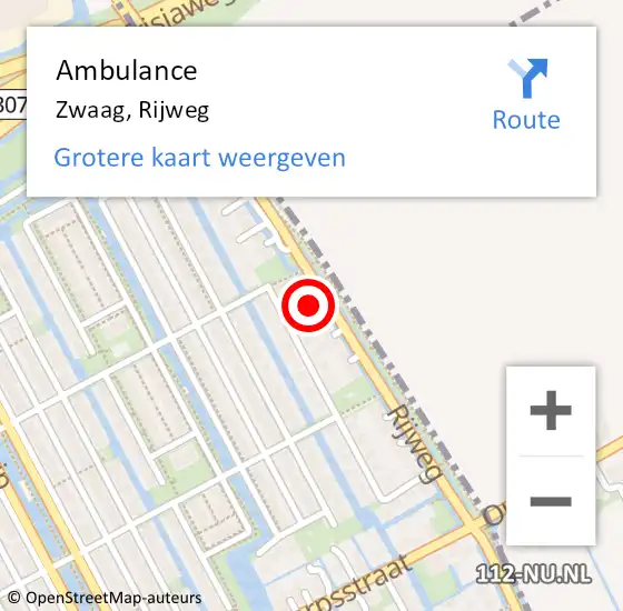 Locatie op kaart van de 112 melding: Ambulance Zwaag, Rijweg op 24 februari 2023 15:39