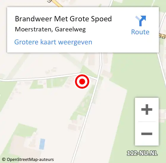 Locatie op kaart van de 112 melding: Brandweer Met Grote Spoed Naar Moerstraten, Gareelweg op 24 februari 2023 15:49