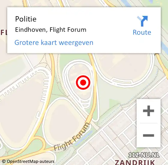 Locatie op kaart van de 112 melding: Politie Eindhoven, Flight Forum op 24 februari 2023 15:49