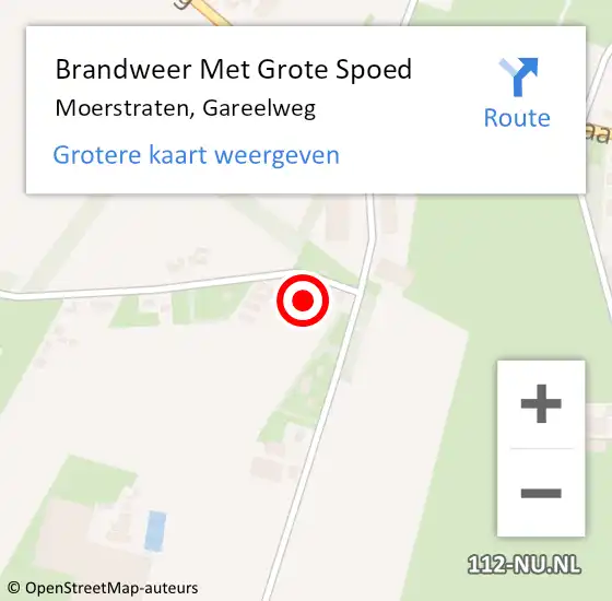 Locatie op kaart van de 112 melding: Brandweer Met Grote Spoed Naar Moerstraten, Gareelweg op 24 februari 2023 15:56