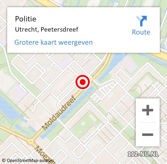 Locatie op kaart van de 112 melding: Politie Utrecht, Peetersdreef op 24 februari 2023 16:02