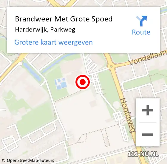 Locatie op kaart van de 112 melding: Brandweer Met Grote Spoed Naar Harderwijk, Parkweg op 24 februari 2023 16:14