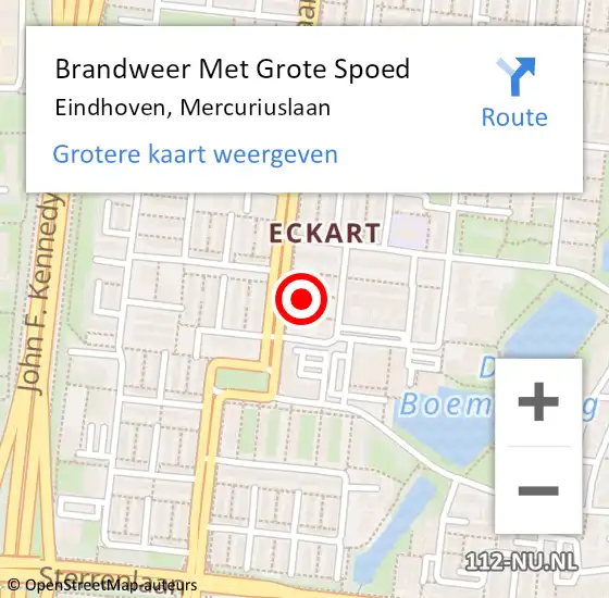 Locatie op kaart van de 112 melding: Brandweer Met Grote Spoed Naar Eindhoven, Mercuriuslaan op 24 februari 2023 16:22