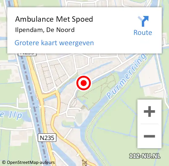 Locatie op kaart van de 112 melding: Ambulance Met Spoed Naar Ilpendam, De Noord op 24 februari 2023 16:40