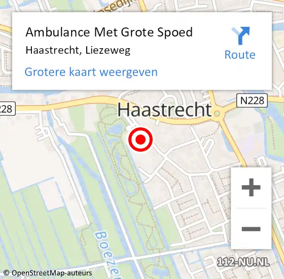 Locatie op kaart van de 112 melding: Ambulance Met Grote Spoed Naar Haastrecht, Liezeweg op 24 februari 2023 16:55
