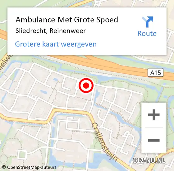 Locatie op kaart van de 112 melding: Ambulance Met Grote Spoed Naar Sliedrecht, Reinenweer op 24 februari 2023 16:55