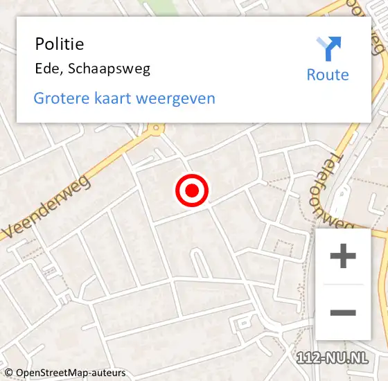 Locatie op kaart van de 112 melding: Politie Ede, Schaapsweg op 24 februari 2023 17:05