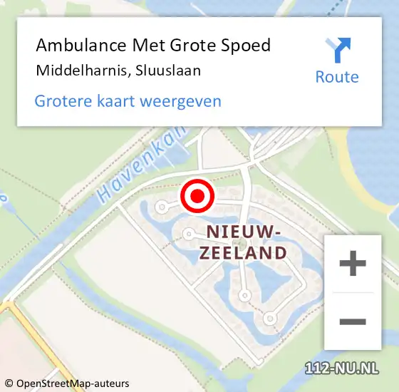 Locatie op kaart van de 112 melding: Ambulance Met Grote Spoed Naar Middelharnis, Sluuslaan op 24 februari 2023 17:06