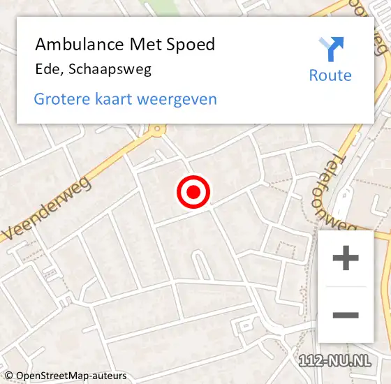 Locatie op kaart van de 112 melding: Ambulance Met Spoed Naar Ede, Schaapsweg op 24 februari 2023 17:08