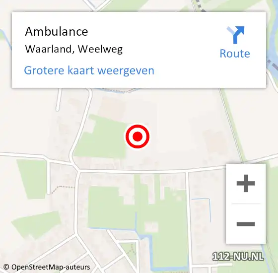 Locatie op kaart van de 112 melding: Ambulance Waarland, Weelweg op 24 februari 2023 17:15