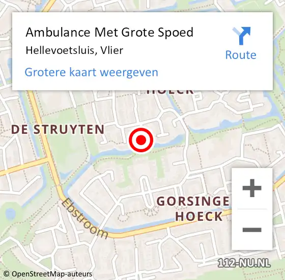 Locatie op kaart van de 112 melding: Ambulance Met Grote Spoed Naar Hellevoetsluis, Vlier op 24 februari 2023 17:18