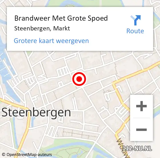 Locatie op kaart van de 112 melding: Brandweer Met Grote Spoed Naar Steenbergen, Markt op 24 februari 2023 17:46