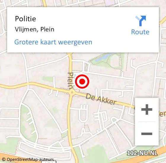 Locatie op kaart van de 112 melding: Politie Vlijmen, Plein op 24 februari 2023 17:50