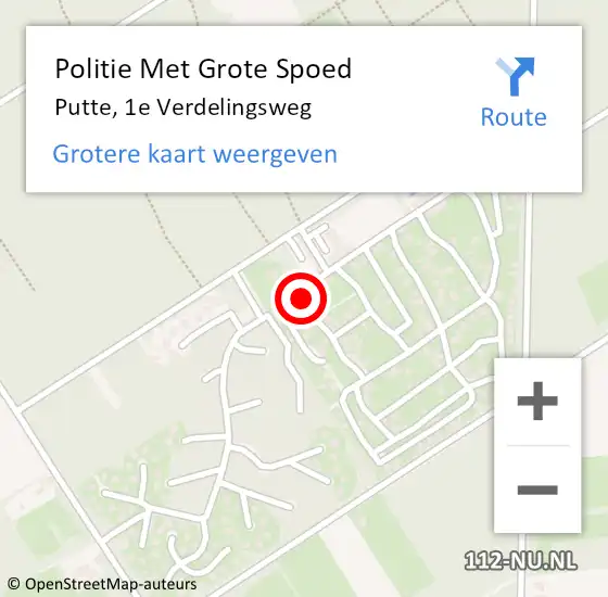 Locatie op kaart van de 112 melding: Politie Met Grote Spoed Naar Putte, 1e Verdelingsweg op 24 februari 2023 17:51