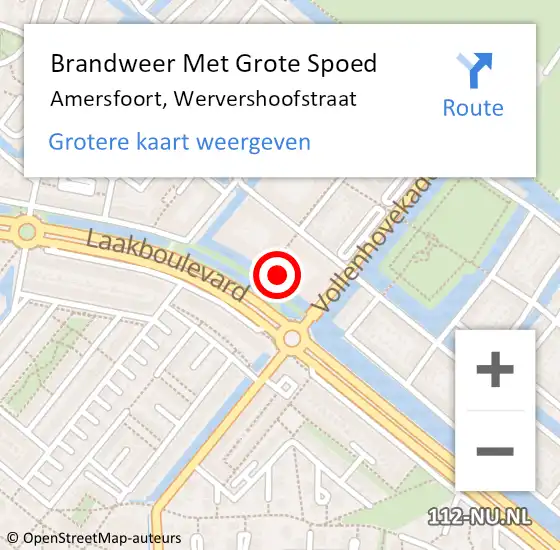 Locatie op kaart van de 112 melding: Brandweer Met Grote Spoed Naar Amersfoort, Wervershoofstraat op 24 februari 2023 17:57