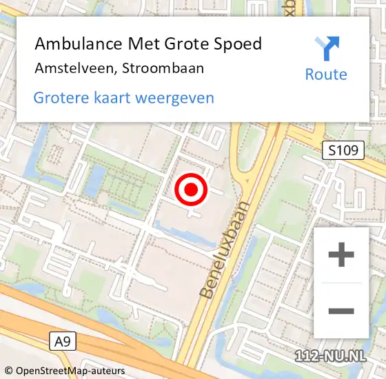 Locatie op kaart van de 112 melding: Ambulance Met Grote Spoed Naar Amstelveen, Stroombaan op 24 februari 2023 18:10