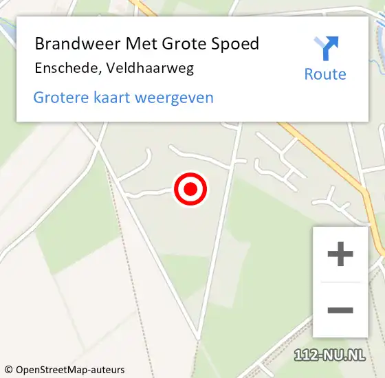 Locatie op kaart van de 112 melding: Brandweer Met Grote Spoed Naar Enschede, Veldhaarweg op 24 februari 2023 18:32