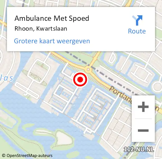 Locatie op kaart van de 112 melding: Ambulance Met Spoed Naar Rhoon, Kwartslaan op 24 februari 2023 18:42