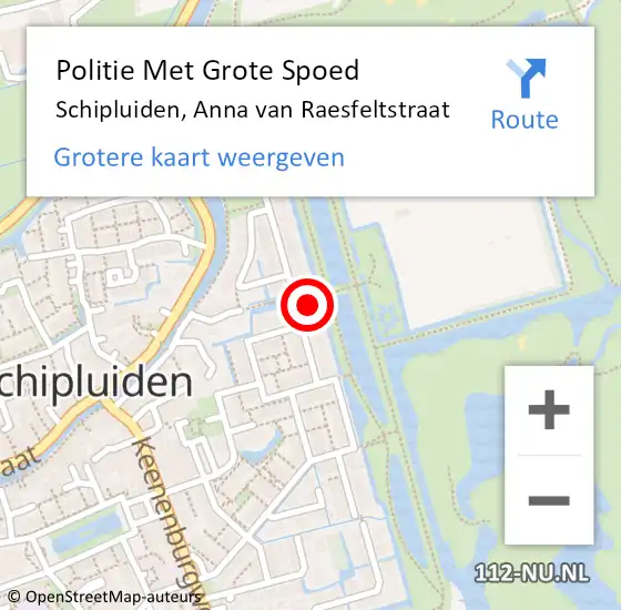 Locatie op kaart van de 112 melding: Politie Met Grote Spoed Naar Schipluiden, Anna van Raesfeltstraat op 24 februari 2023 18:47