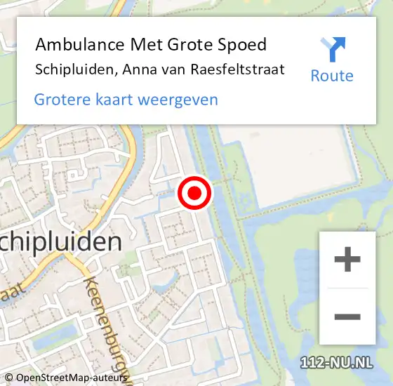 Locatie op kaart van de 112 melding: Ambulance Met Grote Spoed Naar Schipluiden, Anna van Raesfeltstraat op 24 februari 2023 18:49