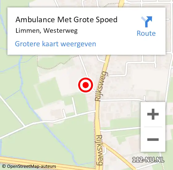 Locatie op kaart van de 112 melding: Ambulance Met Grote Spoed Naar Limmen, Westerweg op 24 februari 2023 19:09