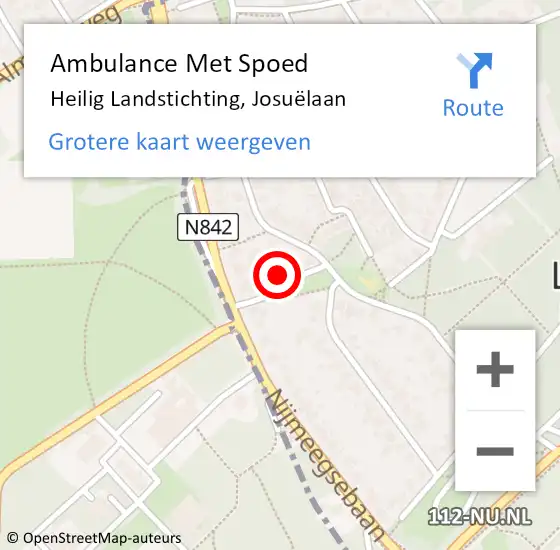 Locatie op kaart van de 112 melding: Ambulance Met Spoed Naar Heilig Landstichting, Josuëlaan op 24 februari 2023 19:21