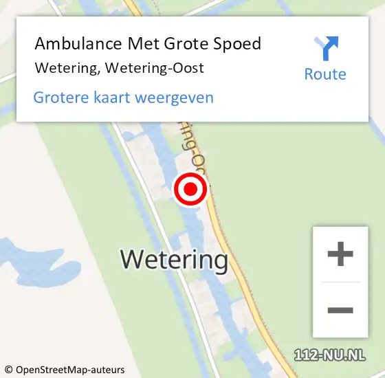 Locatie op kaart van de 112 melding: Ambulance Met Grote Spoed Naar Wetering, Wetering-Oost op 24 februari 2023 20:12