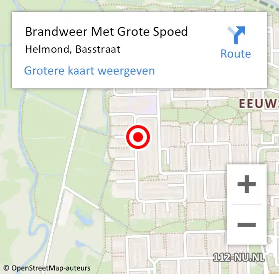 Locatie op kaart van de 112 melding: Brandweer Met Grote Spoed Naar Helmond, Basstraat op 24 februari 2023 20:27